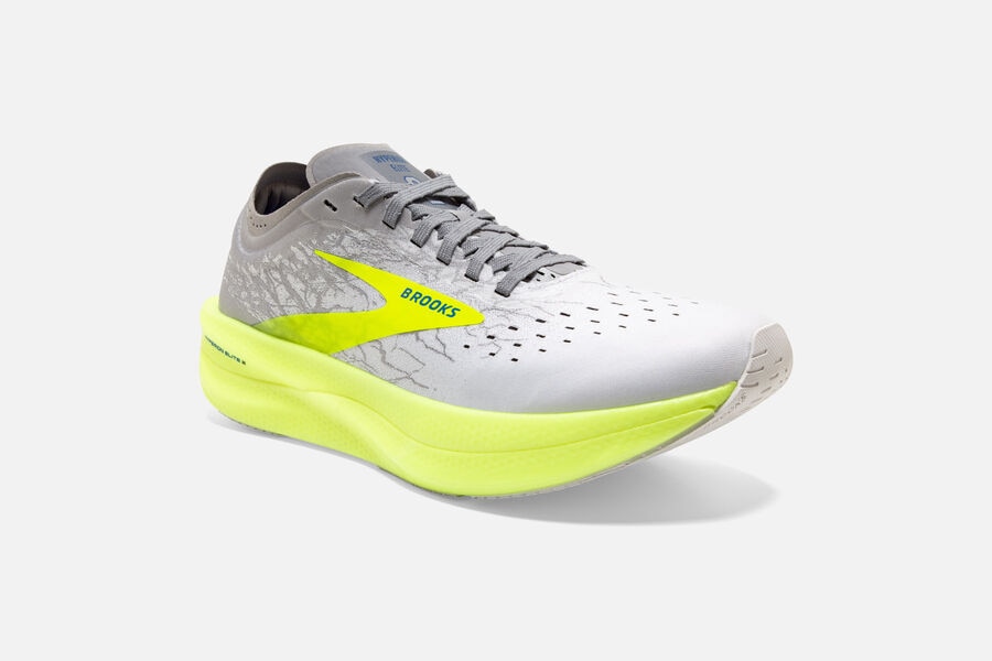 Brooks Hyperion Elite 2 Spikes Shoes Mens White/Grey/Green 132504-JVD